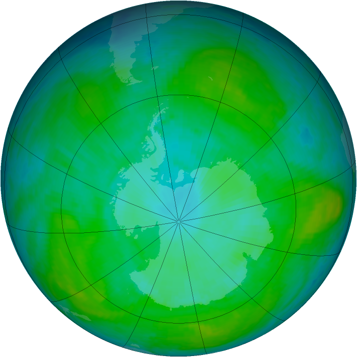 Antarctic ozone map for 09 January 1988